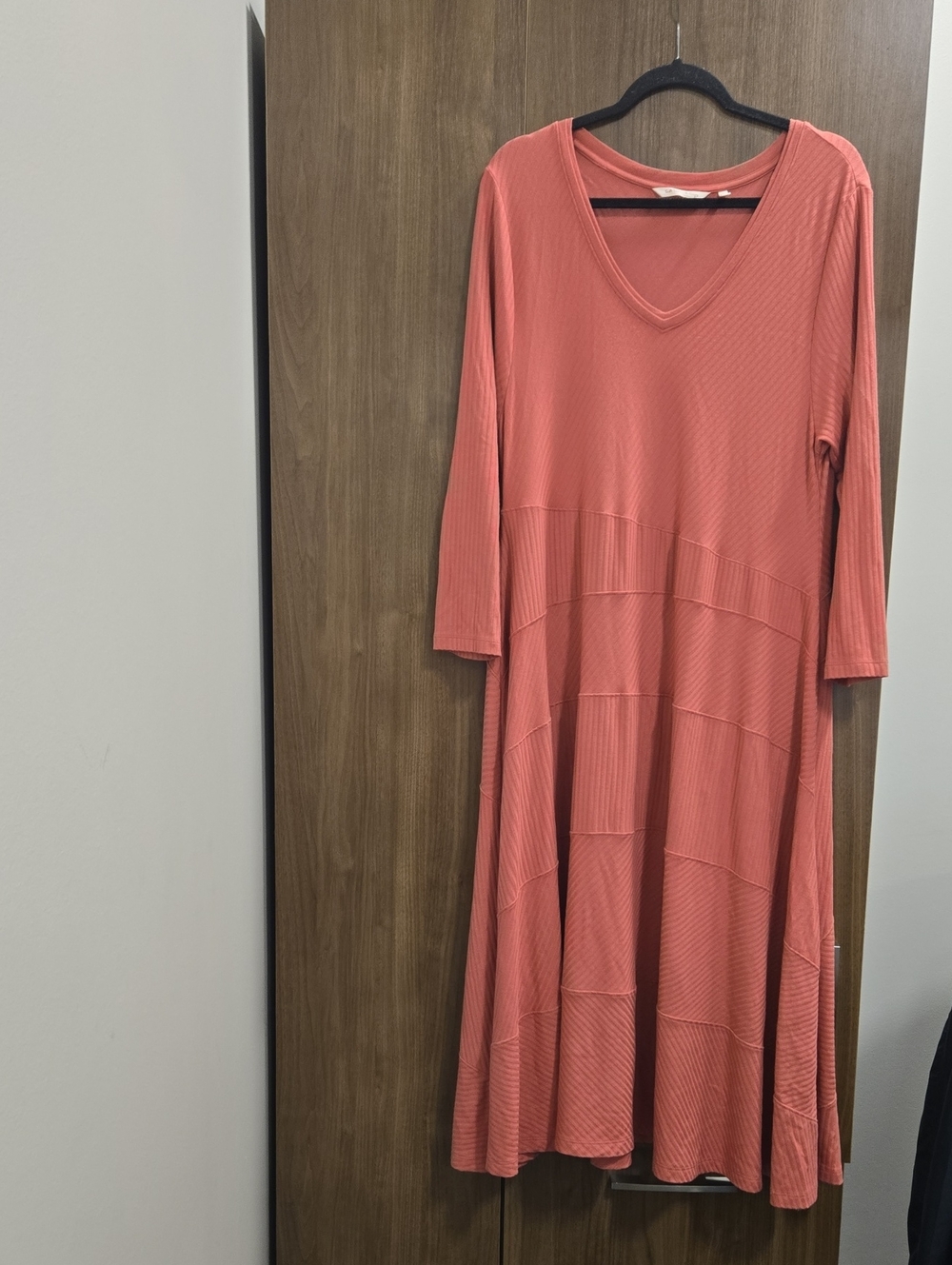 Soft Surroundings-Maxi Dress Ribbed Knit in Coral-Size XL - Picture 3 of 13